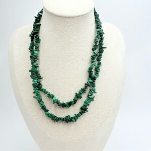 Natural Malachite Hammered Smooth Rough Malachite Chips Gemstone Necklace
